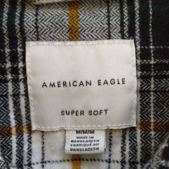 American Eagle super soft plaid button front casual flannel shift size Medium - Picture 4 of 10